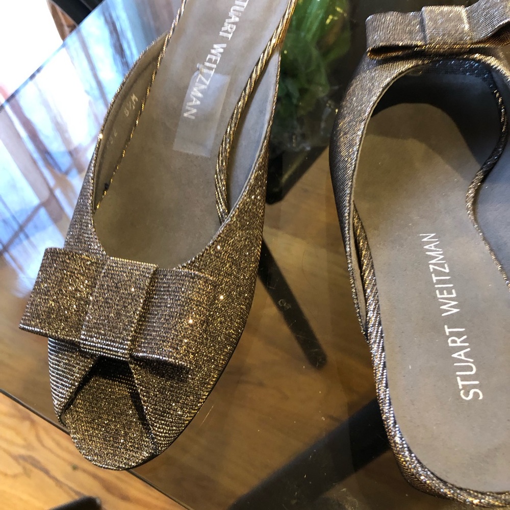 Stuart Weitzman Slip On Shoes Sparkly With Bow In… - image 2